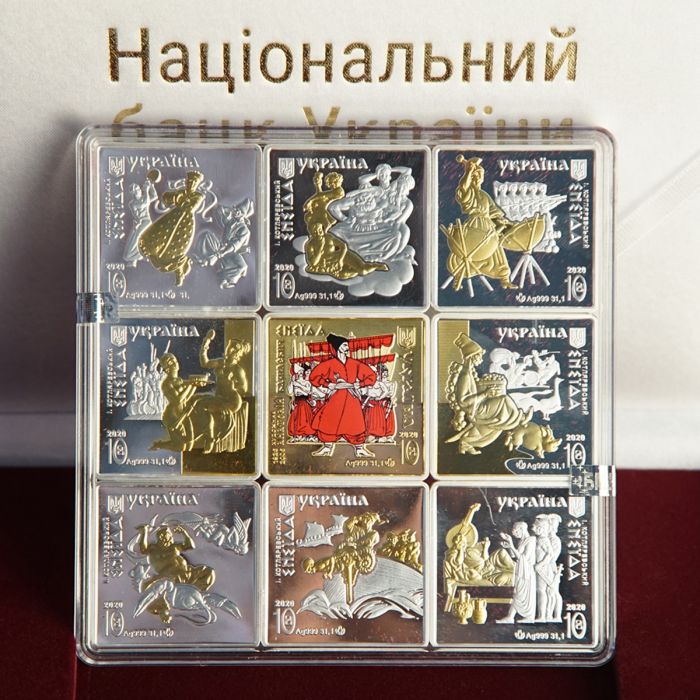 Набір срібних монет "Енеїда" 90 грн. (9 шт.) у подарунковому футлярі